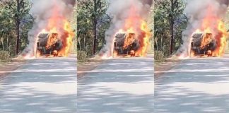 सुकमा में लगी भीषण आग, टायर फटने से ट्रक जलकर राख