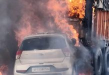 भीषण सड़क हादसा: ट्रक से टकराई कार, दोनों वाहनों में लगी आग, 7 लोग जिंदा जले